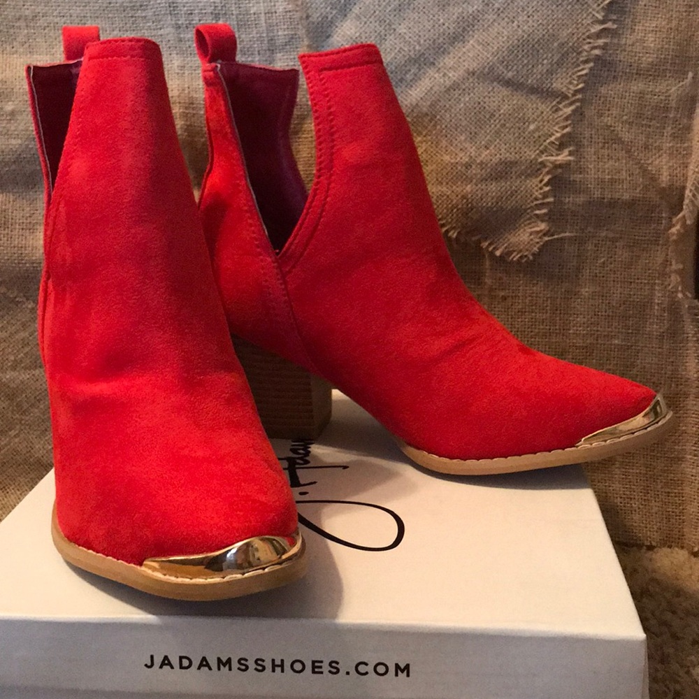 Red ankle booties